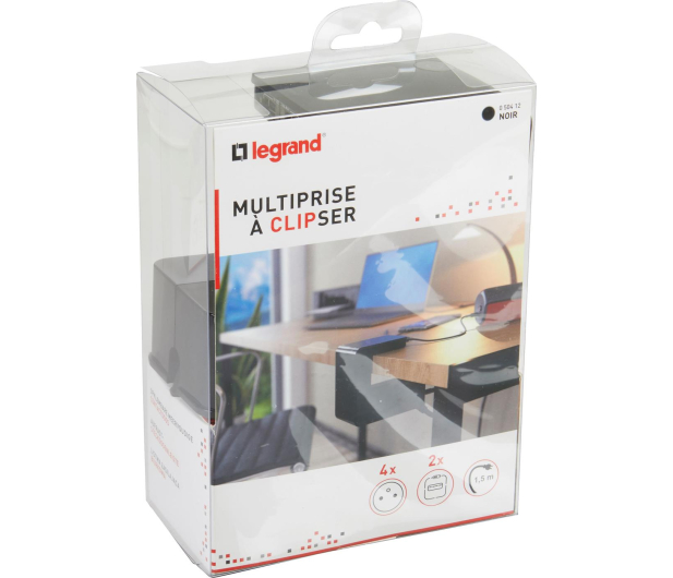 LEGRAND Przedłużacz klip 4x2P+Z +2USB Czarny 1,5m 050412 - 1047082 - zdjęcie 6